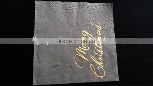 100% Virgin Wood Pulp Dyeing Paper Napkins Printed Gold Foil Logo photo-3