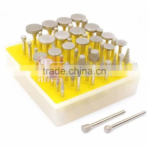 YIYAN High Quality Assorted Diamond Coated Burr Point Bit Set Rotary Tool Carving and Engraving Kit photo-6