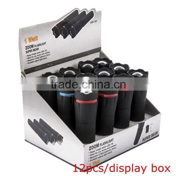 1W Powerful Led Colorful Promotional Zoom Flashlight With Color Ring photo-5