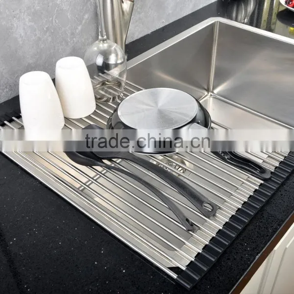 Best Large Commercial Kitchen Folding Over The Sink Compact Stainless Steel Dish Rack, Dish Drying Rack photo-3