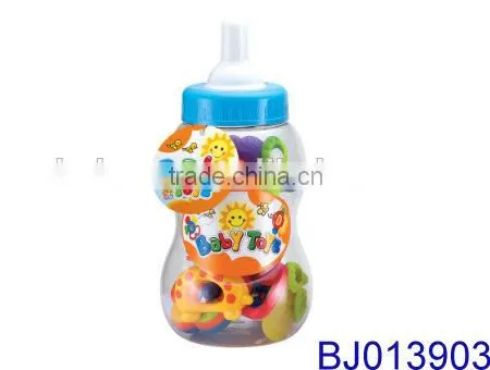 Cute Plastic Small Feeding Bottle With Infant Baby Rattles Toy photo-3