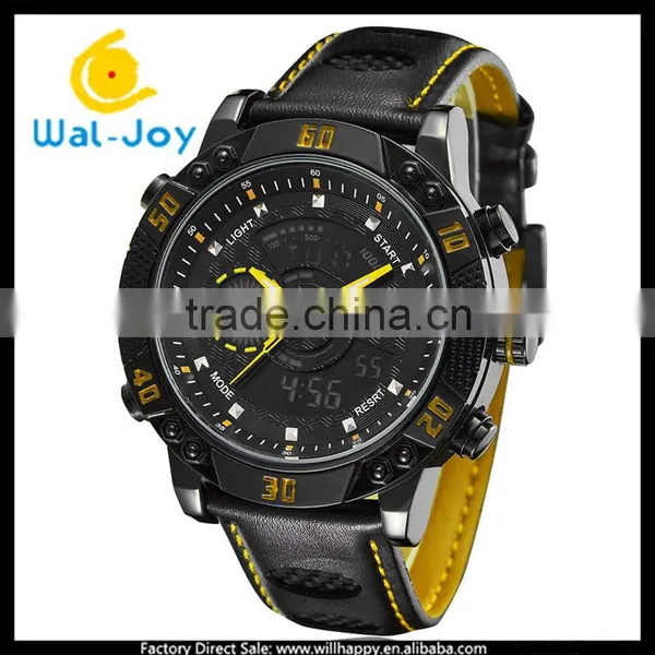 WJ-5446 Genuine Leather Strap IP Plating High Quality Double Show Ohsen Waterproof Men Sport Watch photo-3