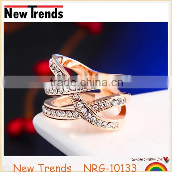 New Design Punk Style Twist Wholesale Wedding Ring Gold Plated photo-3