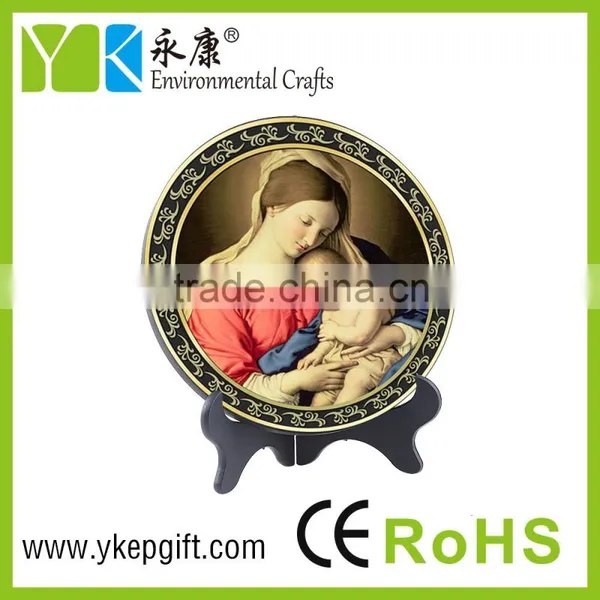 Religious Activated Carbon Carving Craft Virgin Mary and Baby Jesus Plate Shape photo-3