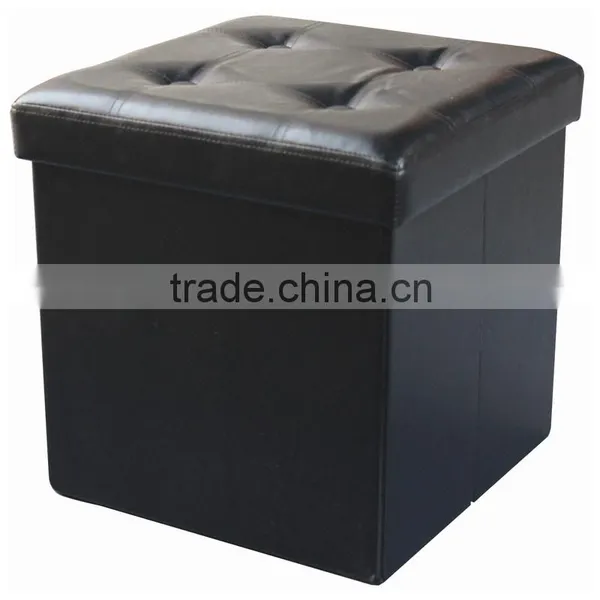 Purple Leather Ottoman photo-3