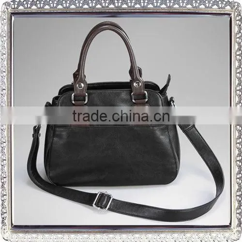 2016 Most Fashionable Trend Classic Black Handbag, Unisex Genuine Leather Bag