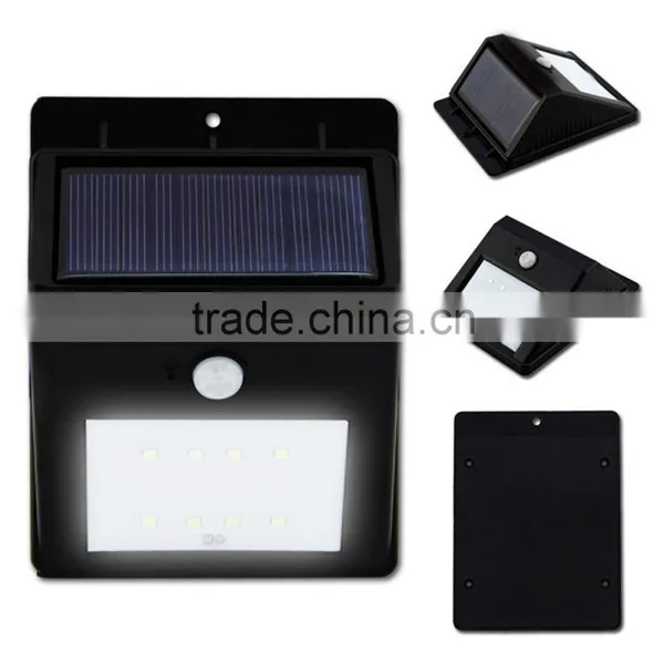 Singapore, 8LED,1.6W,160Lm,Smart Solar LED Wall Light Integrated With Photocell and Motion Sensor,Human Sensor Solar Wall Pack