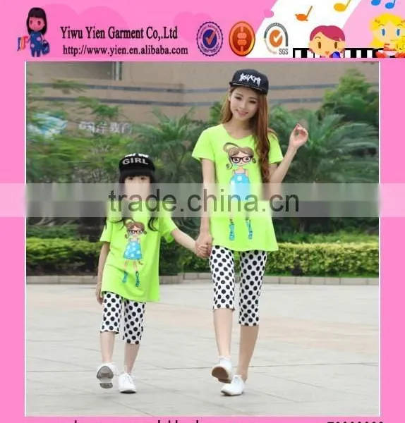 2015 Wholesale Strip Cotton Parents Children Clothes Factory Price Hot Summer Family Clothing Set photo-3