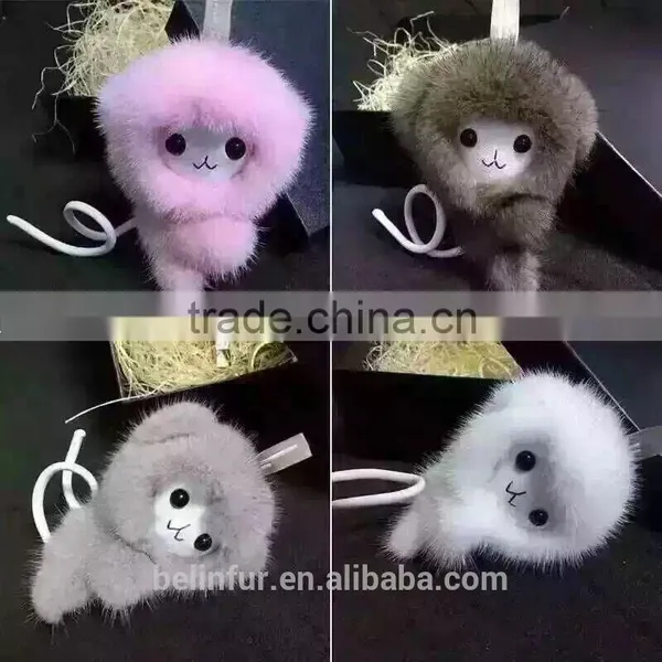 New Fashion Real Mink Fur Monkey Keychain photo-5