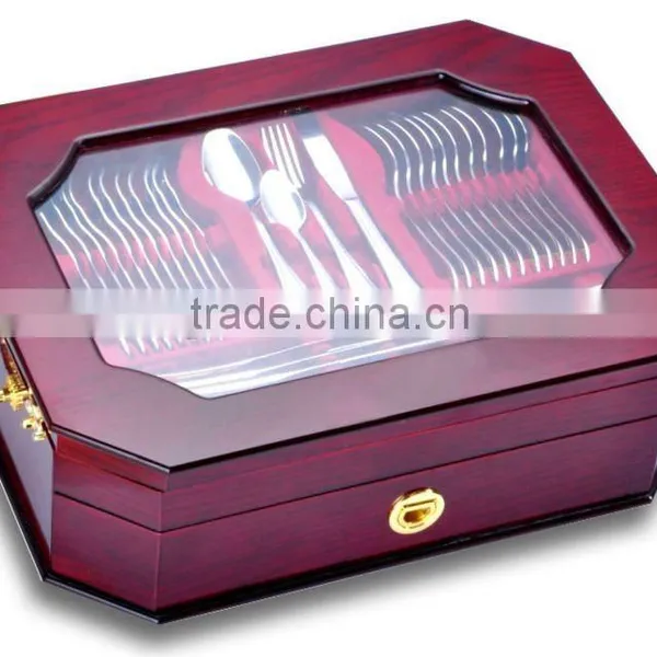 72pcs 84pcs 130pcs cutlery set with wooden box or leather box
