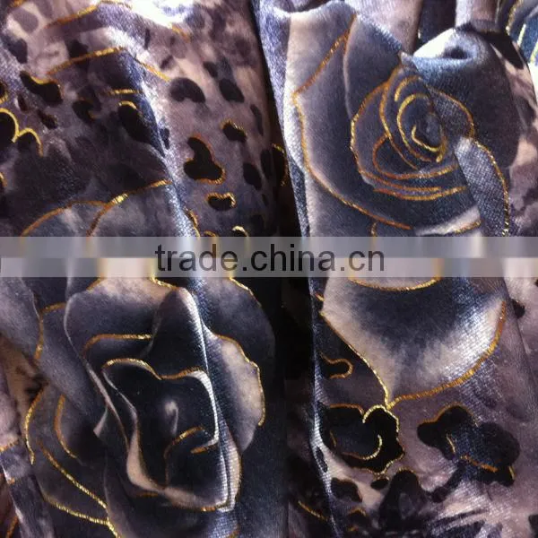 HIgh Quality Gold Foil Printing Velvet Fabric From Manufacturer