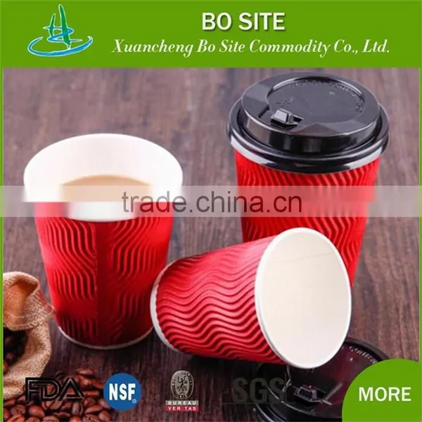 Take Away Subway Morning Office Paper Cup Hot Beverage Flexo Printed Ripple Wall Paper Cup With Lid photo-4