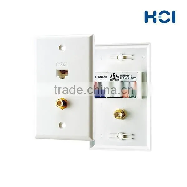 US Type 2 Port CATV and RJ45 Cat5e Data Faceplate photo-2