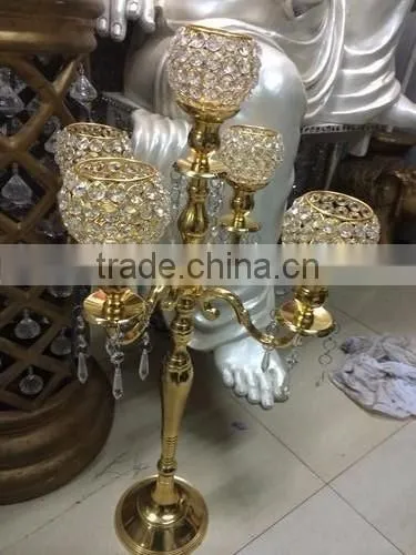 Wedding Candelabra/wedding Gold Candelabra With Flower Bowl photo-2