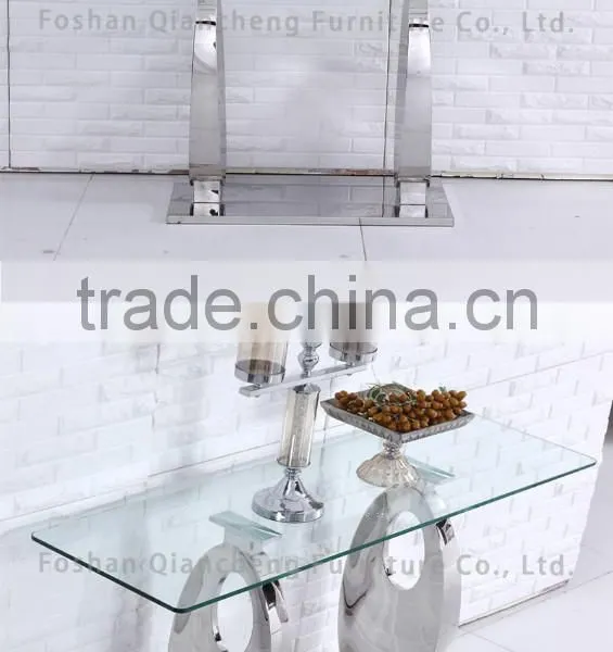 Modern Glass Console Table With Mirror photo-5
