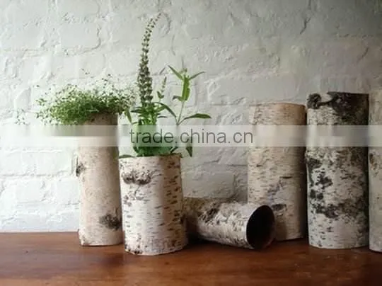 Birch Bark Cylindrical Flower Pot for Wedding Supplies photo-2