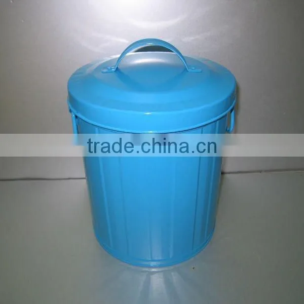 Colorful Galvanized Metal Garbage Can Trash Can Waste Bin photo-5
