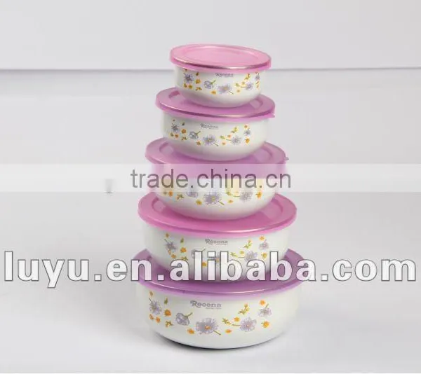 3PCS 5pcs Enamel Storage Bowl Mixing Bowl Salad Bowl Food Container photo-6