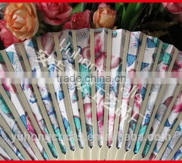 Promotional Cotton Cloth Hand Fan With Butterfly photo-3