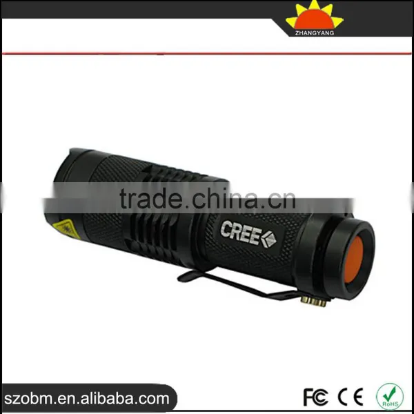 Wholesale OEM Q5 LED Mini 3w Police Zoomable Flashlight With 14500 Batteiy and Charger photo-2