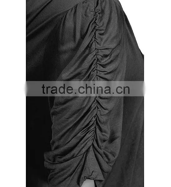 Cheap Stylish Girls Wholesale Women Black Draped Open Cardigan Plus Size Long Sleeve Solid Color Cardigan Wholesale CUSTOM photo-3