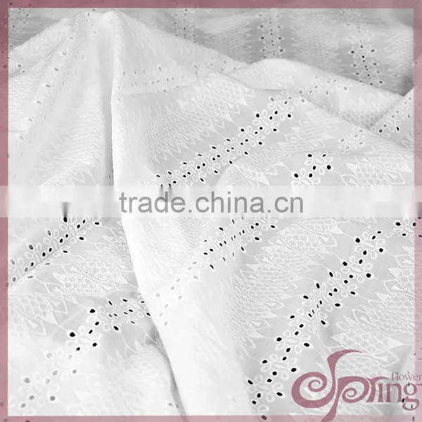 Elegant White Cut Work Cotton Lace Fabric,cotton Embroidery Fabric for Dress photo-2
