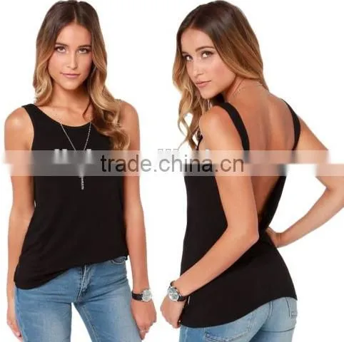 Fashion Women Summer Backless Vest Blouse Casual Sleeveless Tank Top T-Shirt photo-5