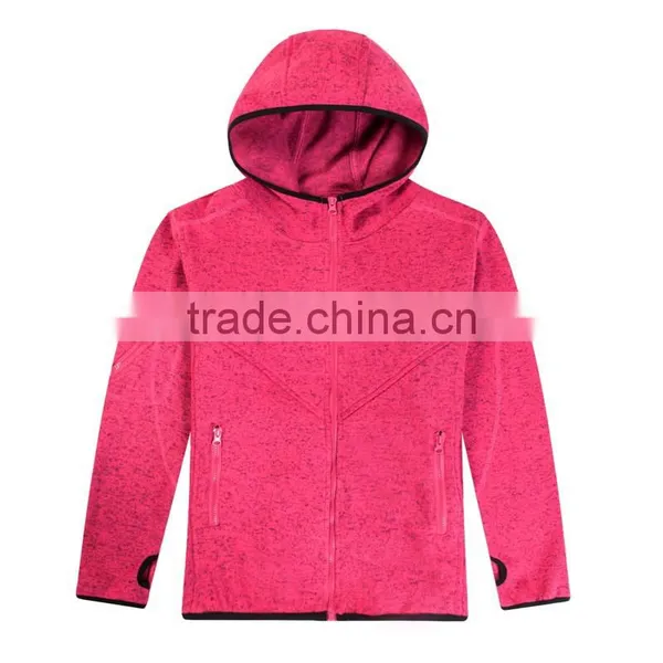 100%polyester High Quality Hoodies Knitted Sweater Fleece Women Hooded Jacket
