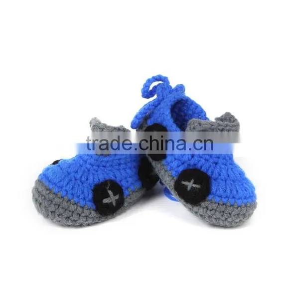 Cartoon Cars Style Handmade Crochet Baby Boy Shoes photo-2