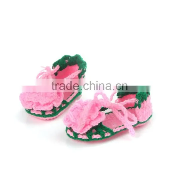 Summer Fashion Flower Hand Made Crochet Baby Toddler Shoes photo-2