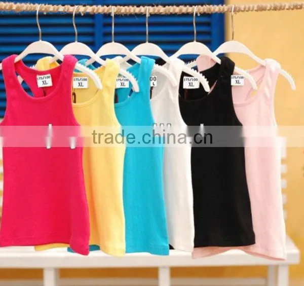 Multi Color Children's Singlet Rib Cotton Blank Vest Tank Tops photo-2