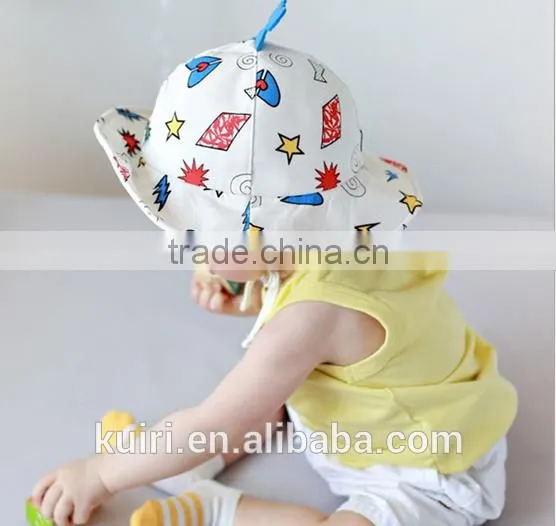 Kid Unisex Printing Sun Hats Bucket Hat With Fly on the Top photo-4