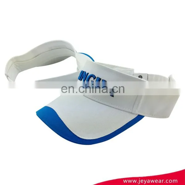 Custom "SINGHA" 3d Embroidy Logo Sun Visor Cap Pre-curved Bill Visor With Blue Trim photo-5