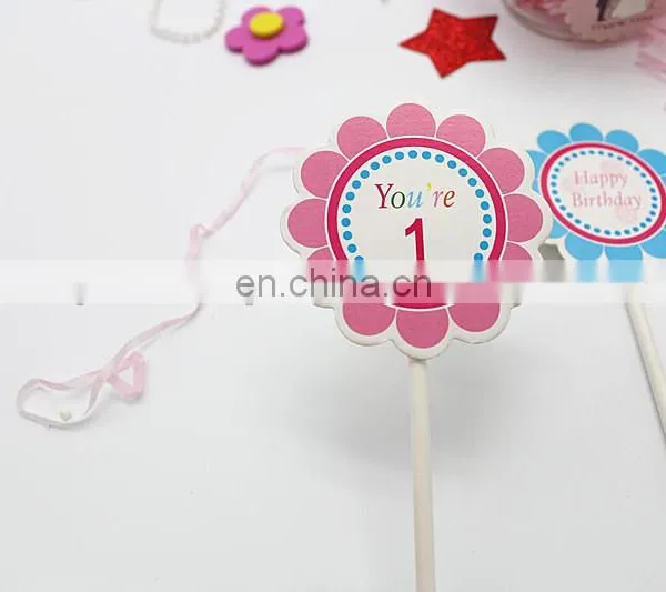 High Quality Colorful Flower Shape Baby Girl Birthday Cake Decoration photo-5