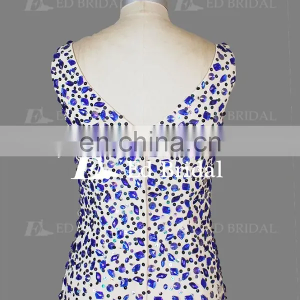 Gorgeous V Neckline Sleeveless Sheath Heavy Beaded Made In China Evening Dresses photo-2