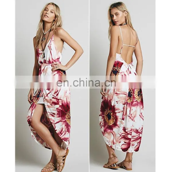 High Quality Deep v Neck Lady Print Dress for Summer photo-2