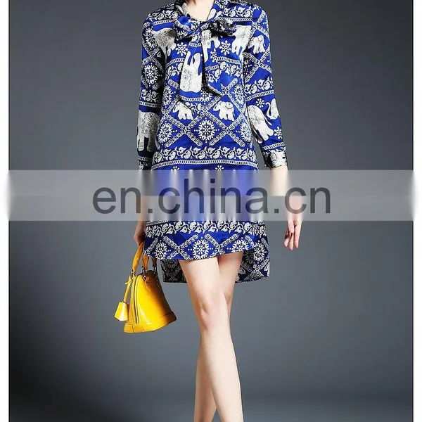 High Quality Ladies Front Short and Back Long Tunic Dress, Print Taffeta Petite Dress photo-6