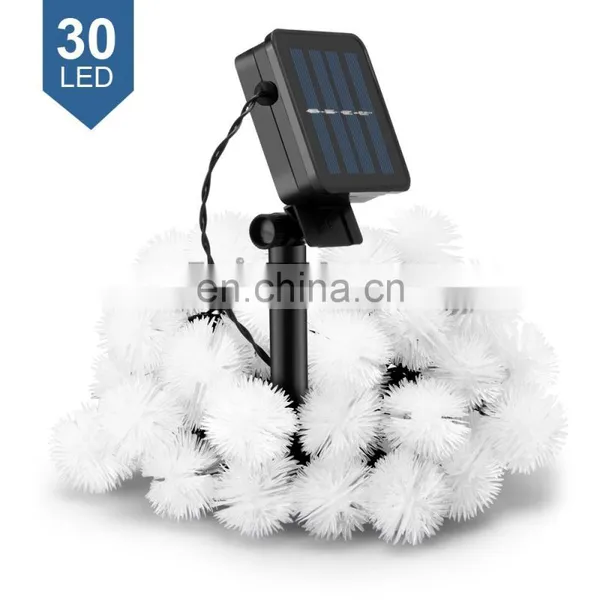 Newest waterproof 30 LEDs white light color Chuzzle Ball Solar Powered Party Christmas Outdoor Led String Lights
