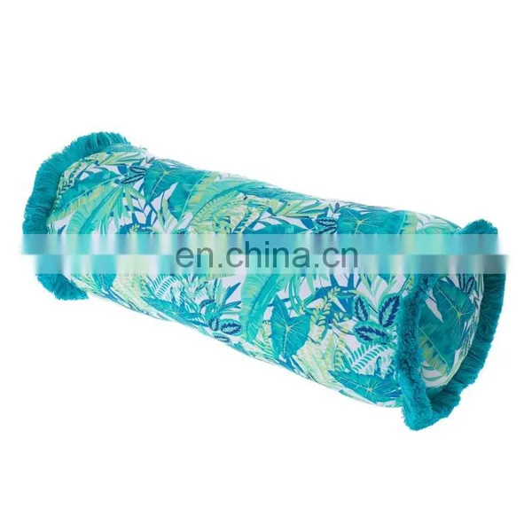 Tropical Jungle Printed Soft Polyester Canvas Spun Outdoor Cushion Boudoir Pillow With Fringe for Home Sofa Couch photo-2