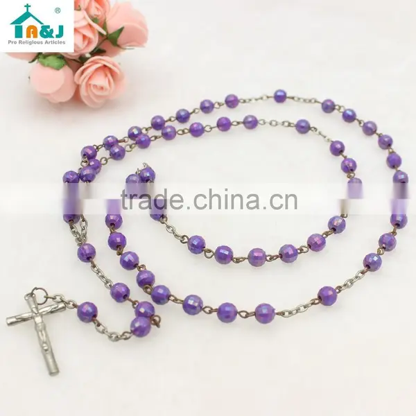 Fashion Religious Catholic Plastic Rosary Bead Necklace photo-4