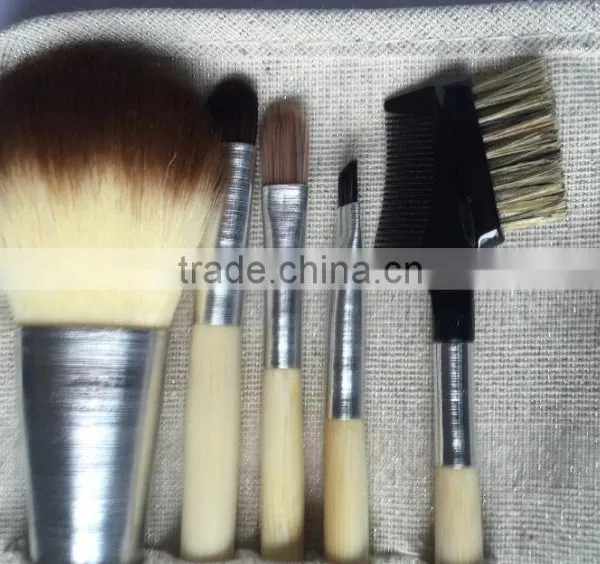 5pcs Synthetic Hair Wood Handle Travelling Makeup Brush Set photo-2