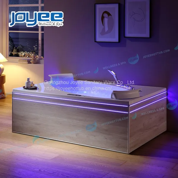 JOYEE 1-2 Person 2023 New Slyte White Acrylic SS Structure Hydro Whirlpool Massage Bathtub With Double Strip Light photo-5