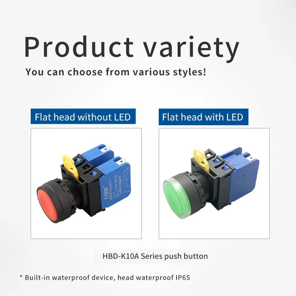 Ip65 22mm Plastic Red Flat Round Head 10a 1no1nc Start Stop Push Button Switch Momentary photo-2
