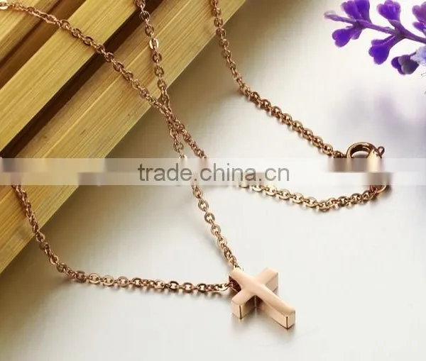Wholesale New Plating Rose Gold Cross Titanium Steel Necklaces for Woman Pendant Beautiful Gift photo-2