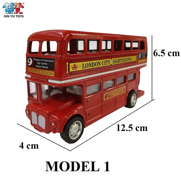 XINYU London Bus Diecast Cars 1:36 Scale Model Metal Vehicle Toys photo-2