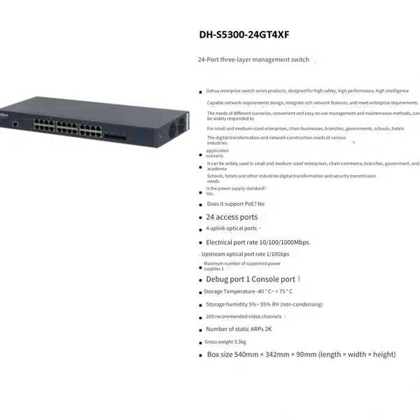Dahua Dh-s5300-24gt4xf 24-port Layer 3 Managed Ethernet Switch photo-4