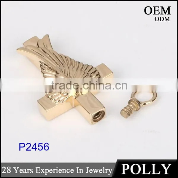 Custom 14k Gold Cross and Wing Hollow Pendant Jewelry 2016 photo-2