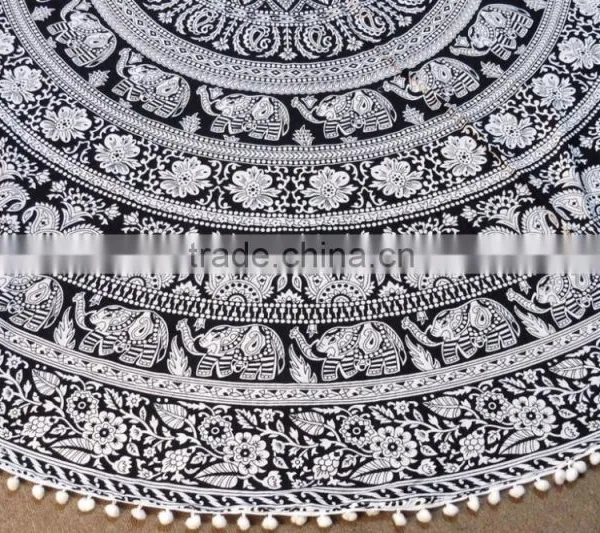 Mandala Beach Towel, Cotton Roundie Beach Towels Round Towels With Tassels photo-3