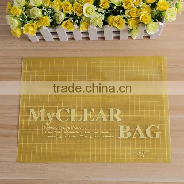 Hot Stationery A4 Clear Plastic File Folder Button Bag photo-3