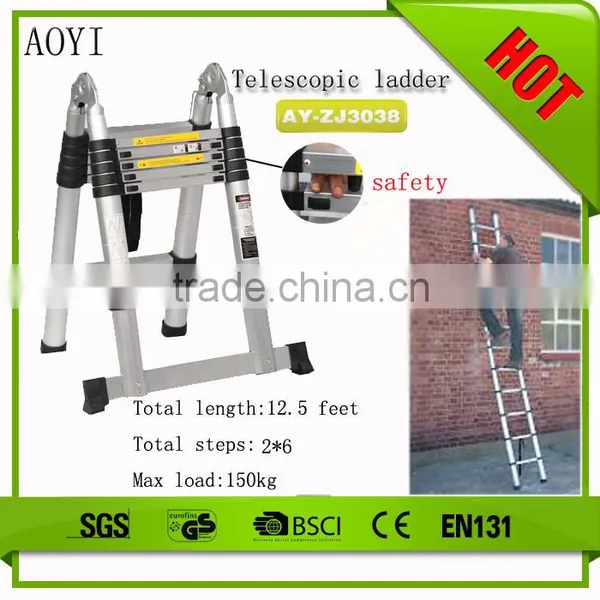 YK EN131 12 Steps Nonslip Flexible Strong Beauty Aluminum TelescopiIng Ladder